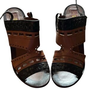 7 For All Mankind Women's Slingback Heels Size 8.5 Brown Stiletto‎ Open Toe